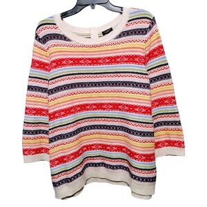 Talbots Colorful Striped Long Sleeve Crew Neck Sweater Women's Plus Size 2Xp